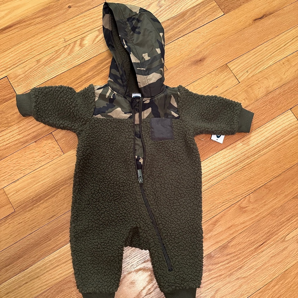 NWT: Baby Camo Sherpa One Piece